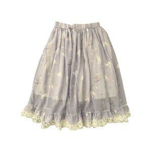 Light purple cute cats chiffon midi skirt.